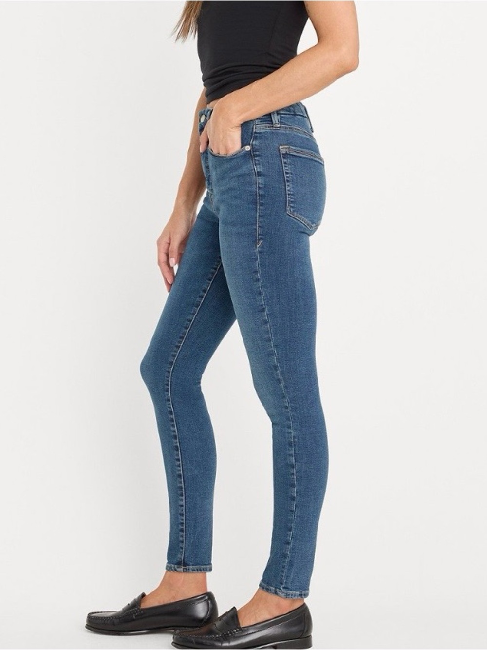 Good American Good Legs Skinny Jeans Blue Mid Rise Denim Size 4 / 27 Stretch - Picture 2 of 11